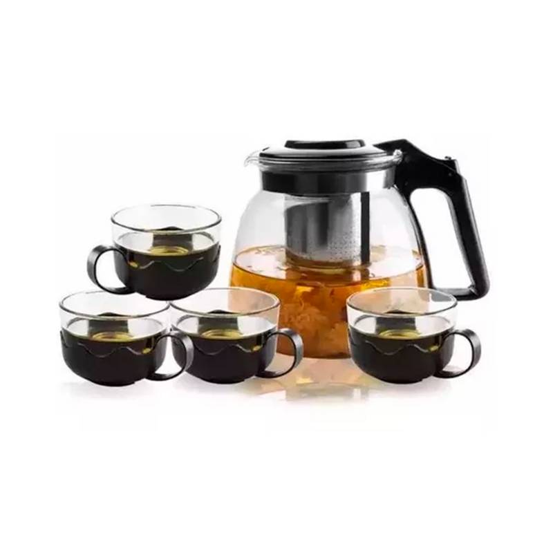 Tetera de vidrio infusión  + 4 tazas