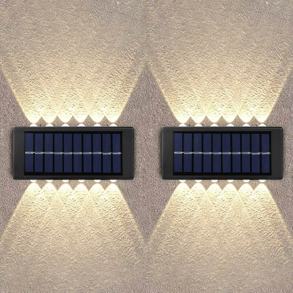 Pack 4 lampara solar 12 led cálida pared