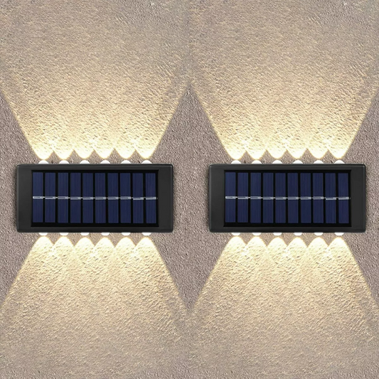 Pack 4 lampara solar 12 led cálida pared