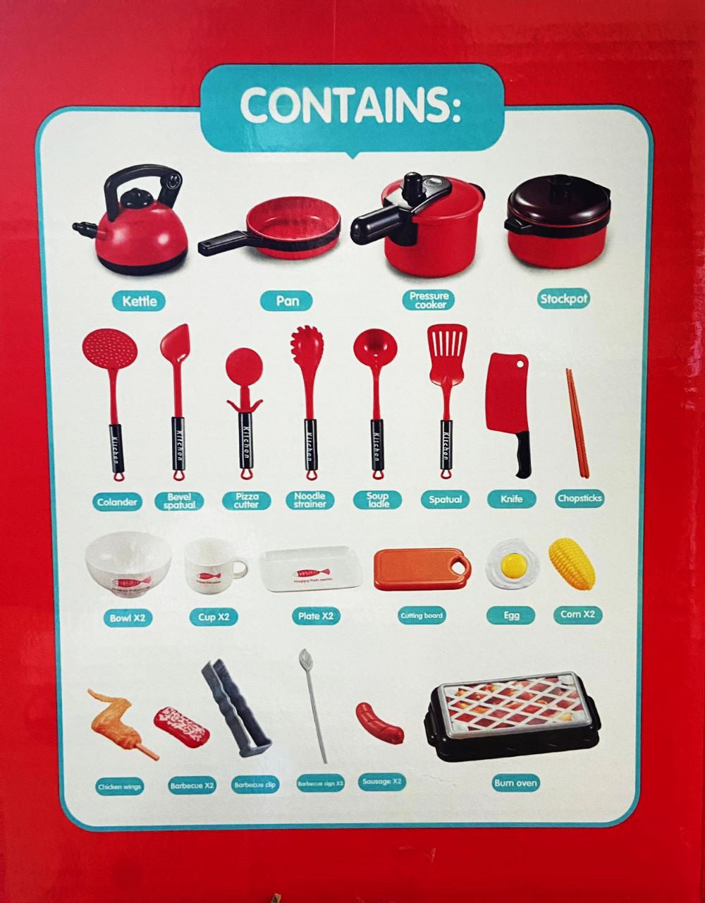 Set juguete de Cocina rojo con 36